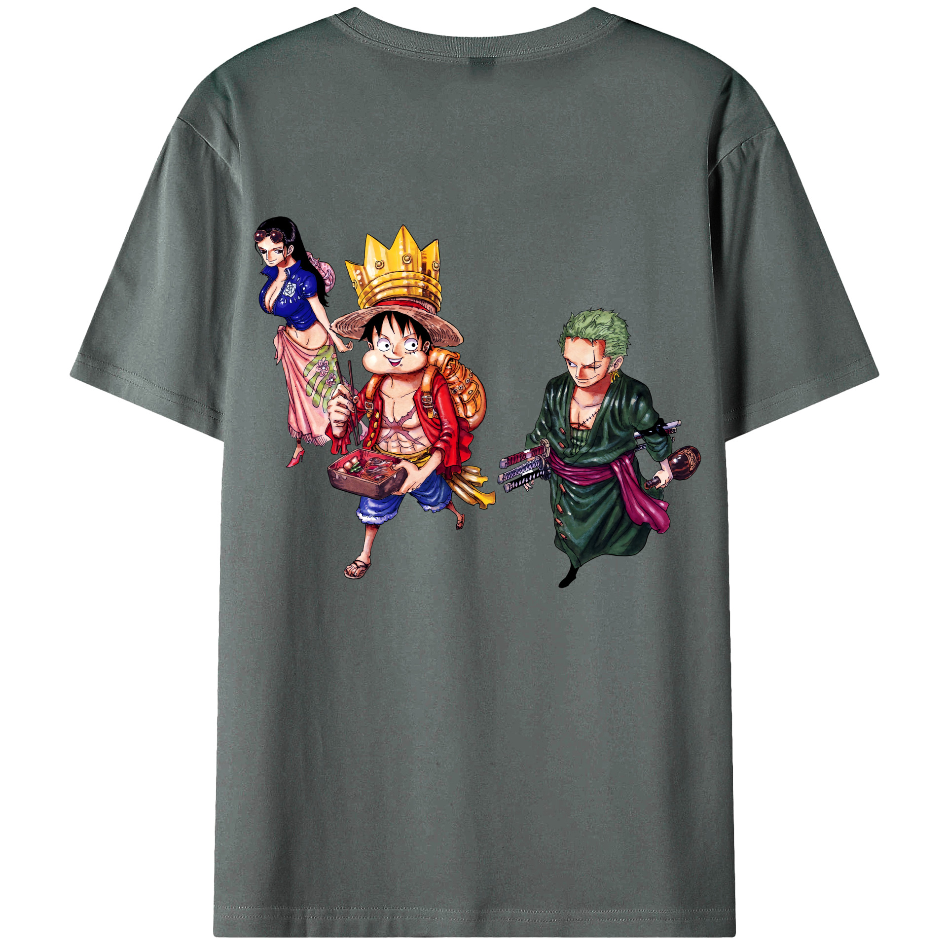 ワンピース モンキー・D・ルフィ ONE PIECE Monkey D. Luffy 綿100％ メンズ半袖Tシャツ（バックプリント） 通気性